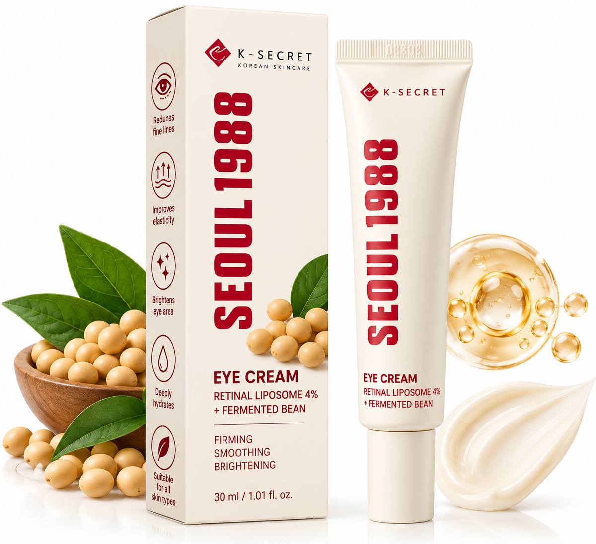 K-Secret Seoul 1988 Eye Cream – Retinal Liposome 4% + Fermented Bean