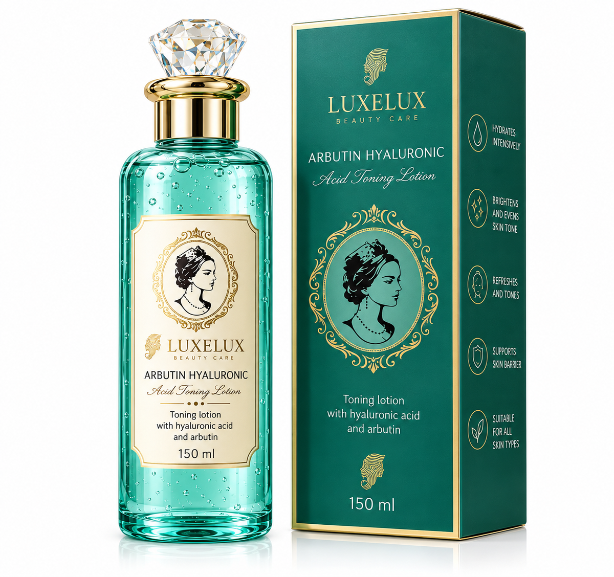 LUXELUX Arbutin Hyaluronic Acid Toning Lotion – Hydrating Facial Toner 150ml