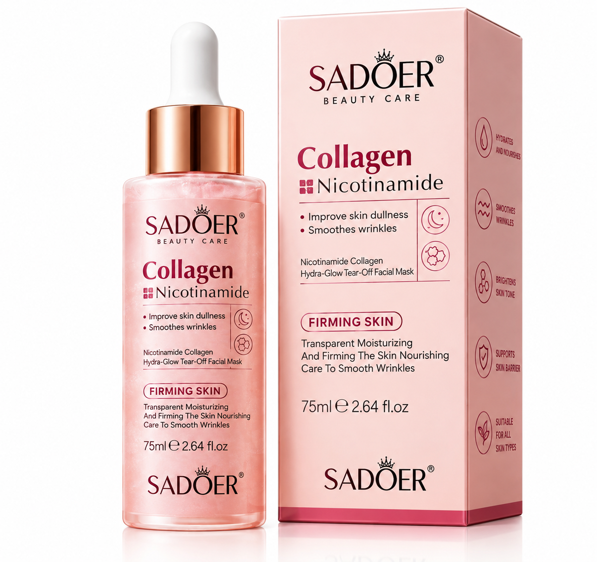 SADOER Nicotinamide Collagen Hydra-Glow Tear-Off Facial Mask 75ml